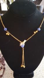 Lariat Necklace with Blue nhancement Beads