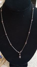 Costume Jewelry Necklace with Lavender Crystals