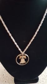 Liberty Bell Coin Cut Out with Metal Chain