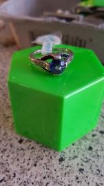 Sapphire, Diamond & Platinum Ring Size 4.5