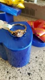 Dainty Diamond & Black Onyx 14 kt Ring Size 5