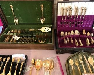 Beautiful sets of Silver plate flatware and Gold flatware