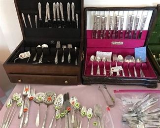 Sets of Silverplate Flatware and Misc extra pieces 