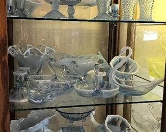 Huge collection of blue depression glass