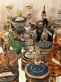 Fostoria 3 pc Powder Perfumes from the 1920s