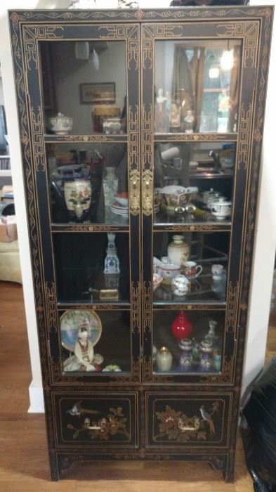 Smaller black lacquer display cabinet