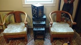 Pair of armchairs and nesting tables