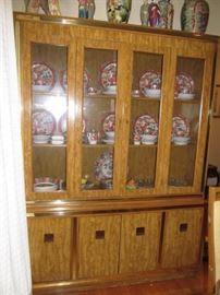 Vintage china cabinet with gold detail-matches the dining table
