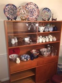 Mid century Modern china cabinet with sliding glass doors