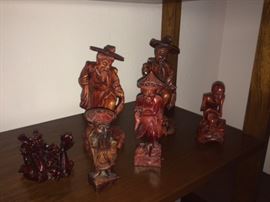 Vintage Taiwan hand carved wooden figures 1960's