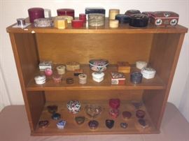 collection of non-wooden boxes , many porcelain