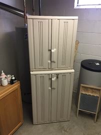 2 plastic storage boxes