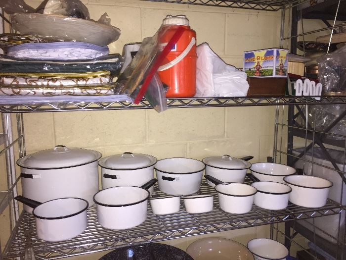 White enamel pots