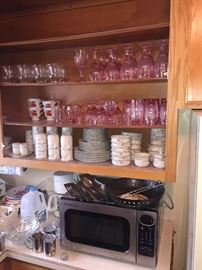 Pink glasses/ stainless microwave