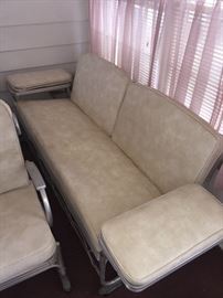 Vintage gliding patio sofa with 2 chairs