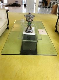 Interior Craft Floating glass and lucite table 60 x 36 The porcelain was sold on first day