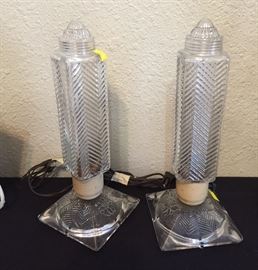 Art Deco Boudoir Bullet Skyscraper Glass Lamps