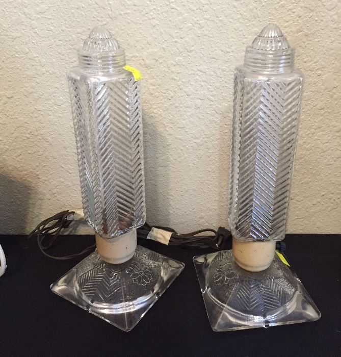 Art Deco Boudoir Bullet Skyscraper Glass Lamps