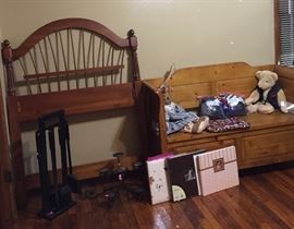 Ethan Allen Single Bed Headboard, Fireplace Tools, Multi Tiered Candelabra 