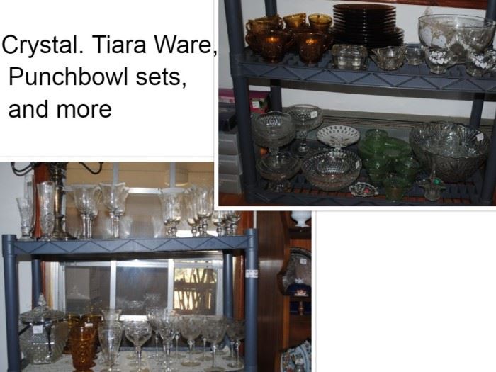 glassware - Tiara ware, crystal, punchbowl sets and more