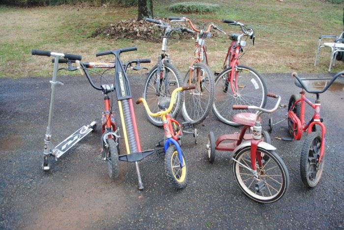 Assortment of bikes and scooters