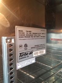 Turbo-Air model #TSR-49SD stainless steel 2 door upright reach-in, self-contained refrigerator $1895