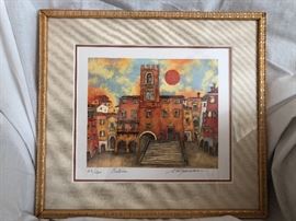 Framed art measures 16.5 " x 15"
