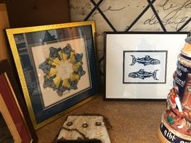 Framed art measures 12" x 12" and 12.5" x 10.5"