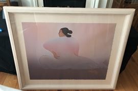 Framed art measures 50” x 40”. Signed RC Gorman.