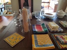 Linens ... many candle holders