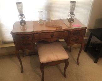White Furniture Co. vanity with stool. 
