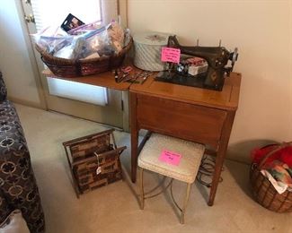 Antique sewing machine and notionss