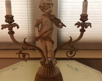 Antique iron cupid lamp