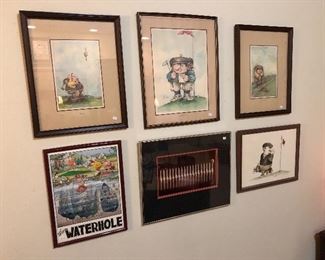 Signed Golf watercolors by Patterson