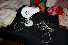 Vintage working hair dryers, linens
