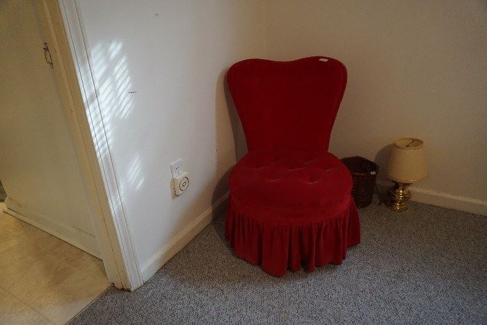 Red velvet vanity chair
