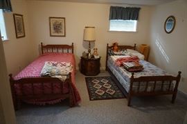 Matching twin beds, twin spreads and blankets