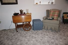 Tell city tea/serving cart, ottoman, side chair
