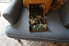 Sewing machine parts with folding box.