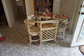 Glass top bamboo table and chairs
