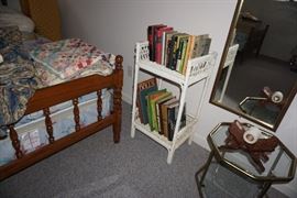 Wicker stand, book holder , books