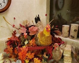 Lots of chicken themed home decor