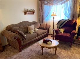 Love seat has matching couch and arm chair