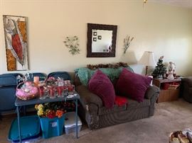 Small love seat and seasonal house decor