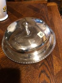 Silver plate serving bowl with lid