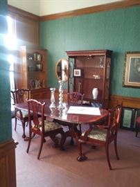 Cherry Dining Room Set with Tall Display Cabinet