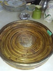 Round Bamboo and Brass tray