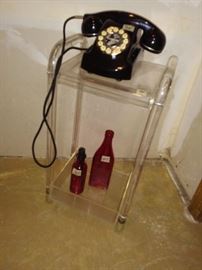 Lucite Table and Rotary Phone