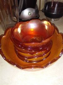 Orange Carnival Glass Small Bowls