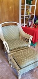 Metal enforced Rattan lounger and ottoman